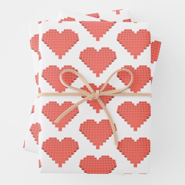 Valentines Heart Shape Wrapping Paper Sheets (In situ)
