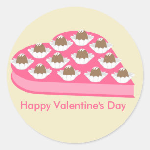 Valentine's Heart Shaped Box of Chocolate Candy Classic Round Sticker