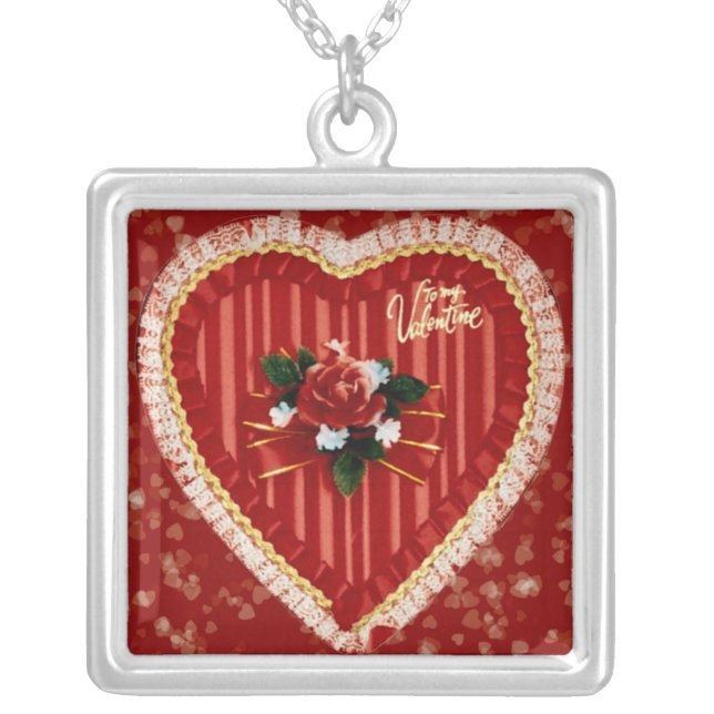 Valentine's Heart Silver Plated Necklace (Front)