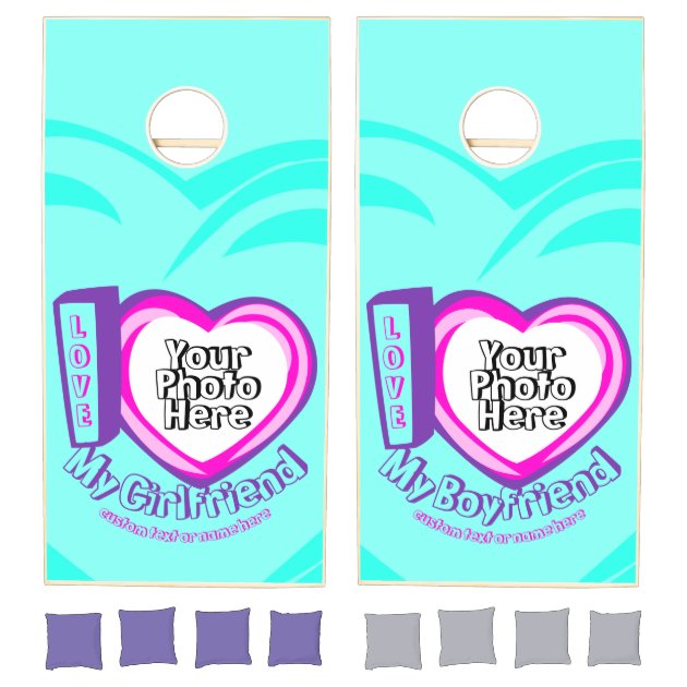 Valentines Heart Teal Love Boyfriend Girlfriend Cornhole Set