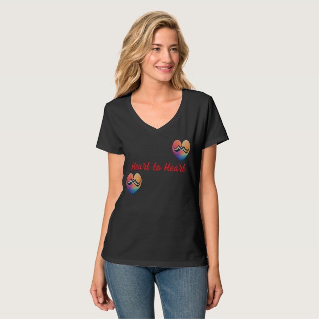 Valentine's: Heart to Heart, Love Symbol V-Neck T-Shirt (Front Full)