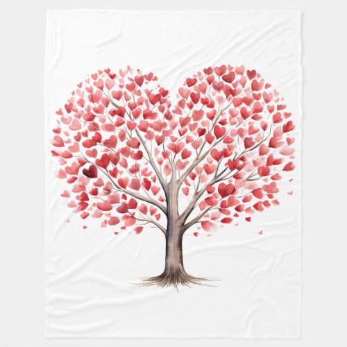 Valentines Heart Tree Fleece Blanket