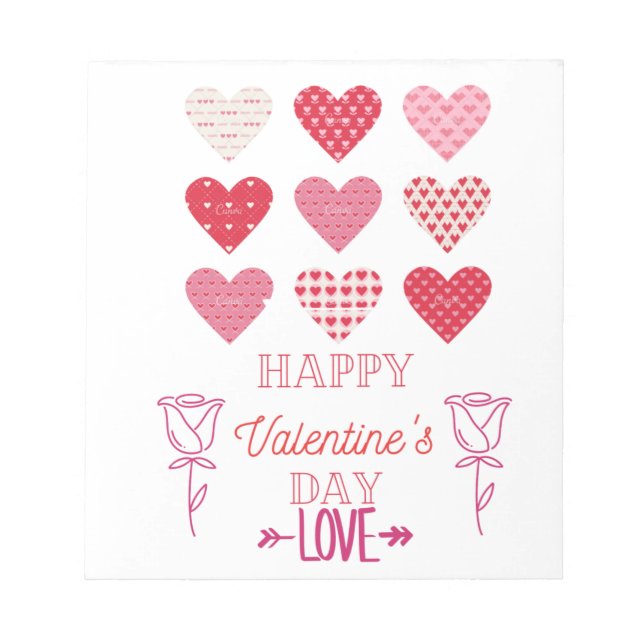 valentine's heart with love   notepad (Front)