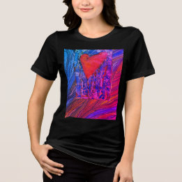 Valentine's Heart with pink and purple graphics Tri-Blend Shirt