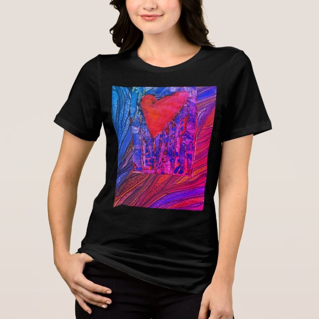 Valentine's Heart with pink and purple graphics Tri-Blend Shirt (Front)