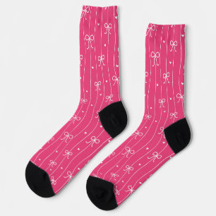 Valentine's Hearts and Bows Pink Socks