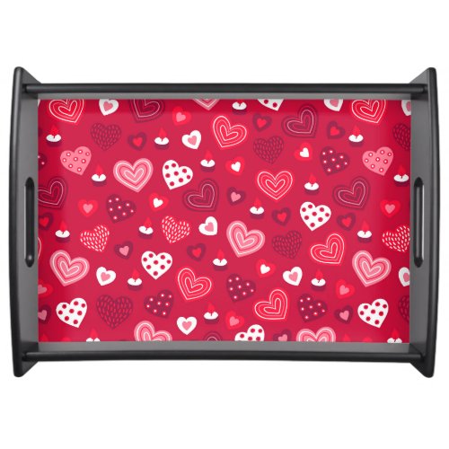 Valentines Hearts And CandlesPattern Serving Tray