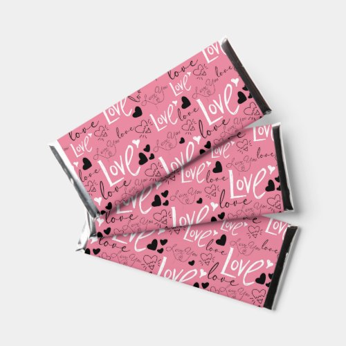 Valentines Hearts and Love Typography Pattern Hershey Bar Favors