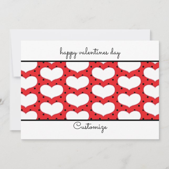 Valentines Hearts and Polka Dots Flat Card (Front)