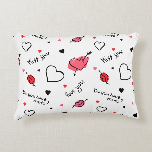 Valentine's Hearts Arrow Seamless Accent Pillow (Front)