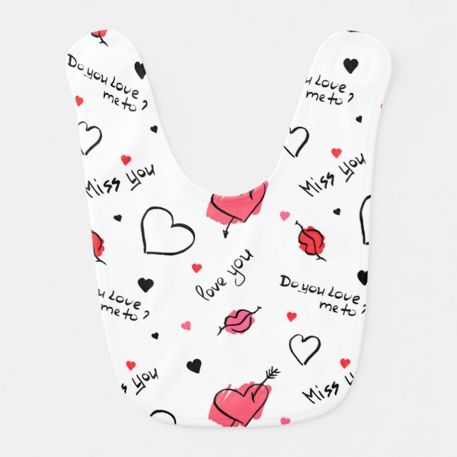 Valentine's Hearts Arrow Seamless Baby Bib (Front)