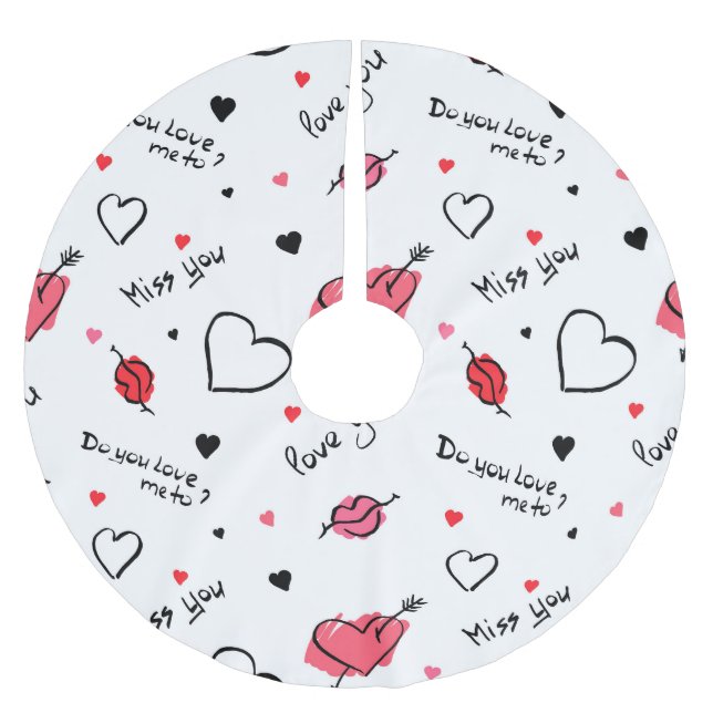 Valentine's Hearts Arrow Seamless Brushed Polyester Tree Skirt (Front)