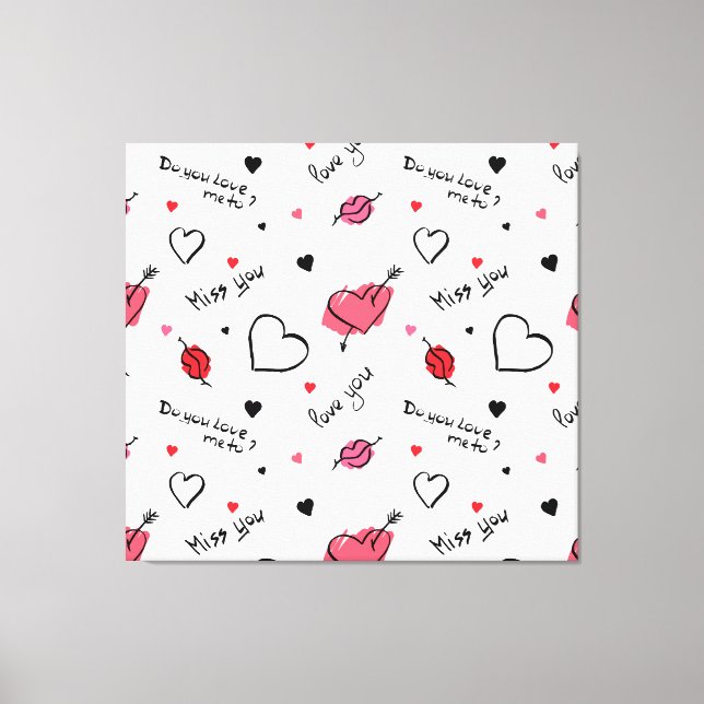 Valentine's Hearts Arrow Seamless Canvas Print (Front)