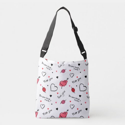 Valentines Hearts Arrow Seamless Crossbody Bag