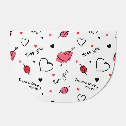 Valentines Hearts Arrow Seamless Doormat