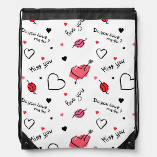 Valentine's Hearts Arrow Seamless Drawstring Bag
