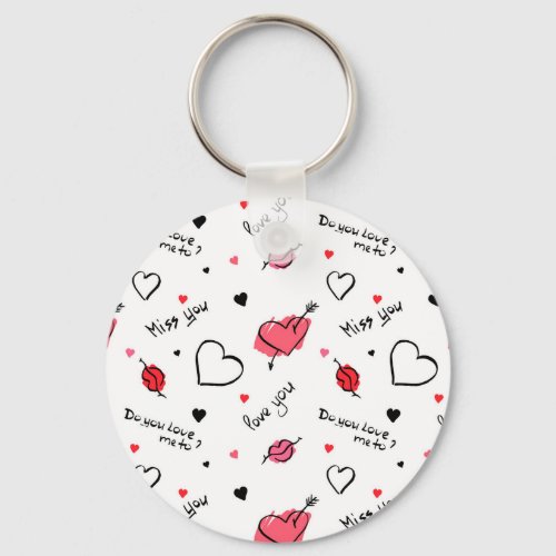 Valentines Hearts Arrow Seamless Keychain