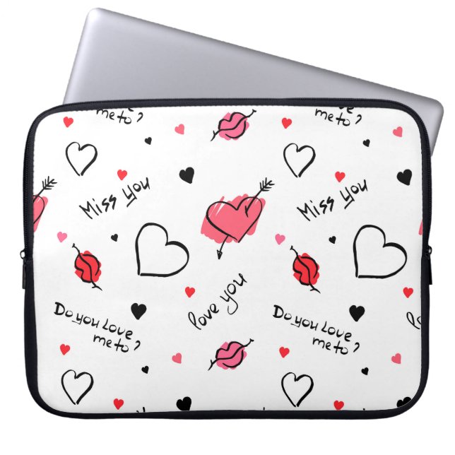 Valentine's Hearts Arrow Seamless Laptop Sleeve (Front)