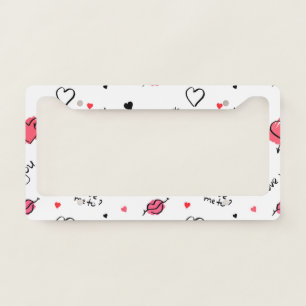 Valentine's Hearts Arrow Seamless License Plate Frame