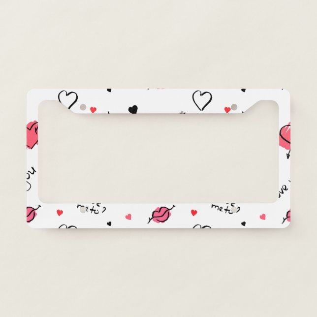Valentine's Hearts Arrow Seamless License Plate Frame (Front)