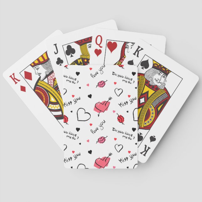 Valentine's Hearts Arrow Seamless Poker Cards (Back)