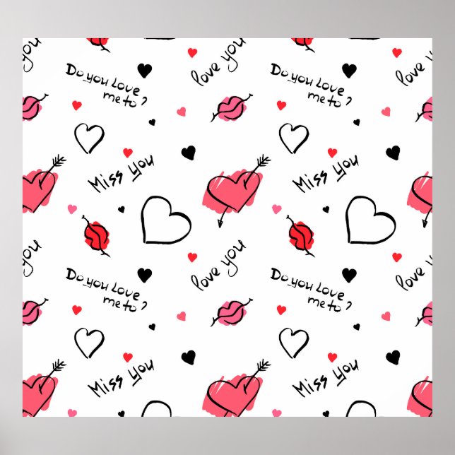 Valentine's Hearts Arrow Seamless Poster (Front)