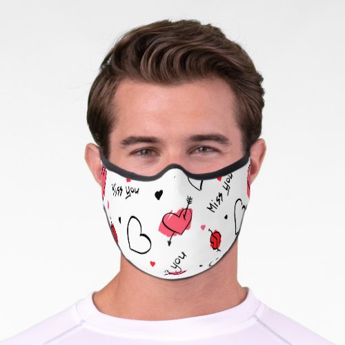 Valentines Hearts Arrow Seamless Premium Face Mask