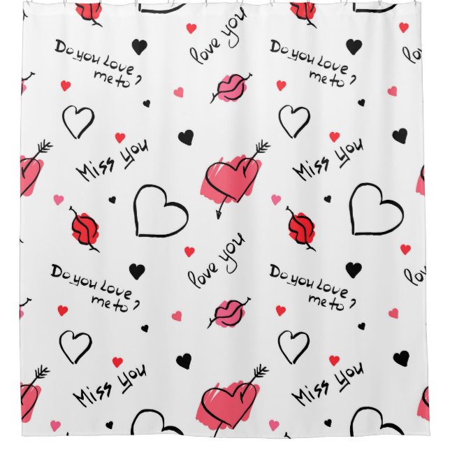 Valentine's Hearts Arrow Seamless Shower Curtain (Front)