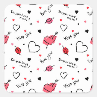 Valentine's Hearts Arrow Seamless Square Sticker