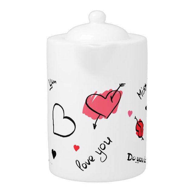 Valentine's Hearts Arrow Seamless Teapot (Front)