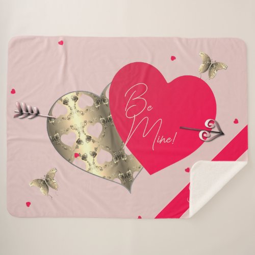 Valentines Hearts  Arrow  Sherpa Blanket