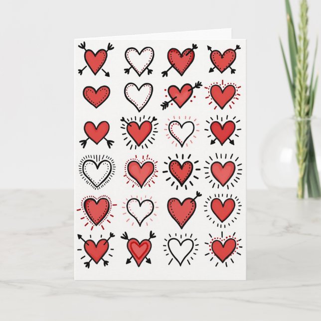 Valentines Hearts Arrows Card (Front)