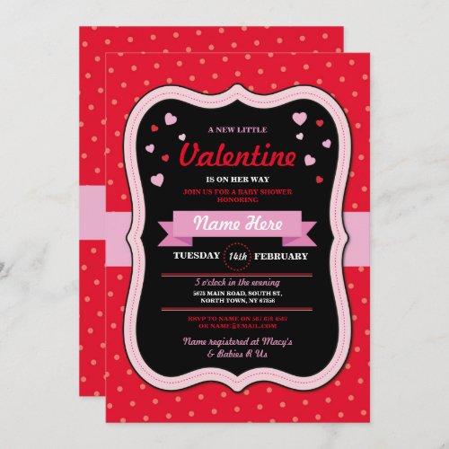 Valentines Hearts Baby Shower Girl Love Red Pink Invitation