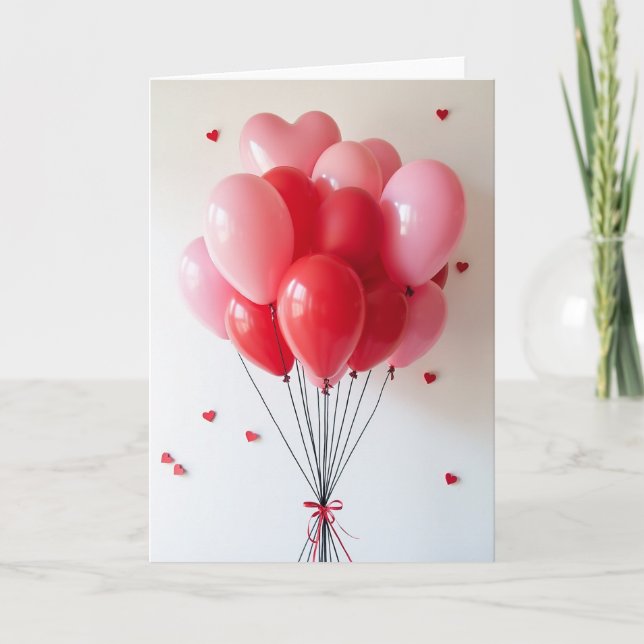 Valentines Hearts Balloons Card (Front)