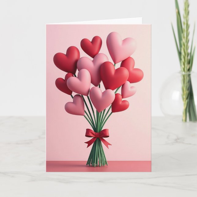Valentines Hearts Bouquet Card (Front)