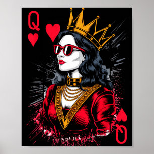 Valentines Hearts Card Queen Trendy Poster
