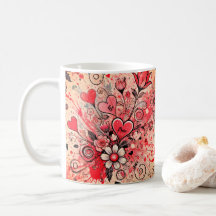 Valentines Hearts / Daisy / Splatter Art / Sangria