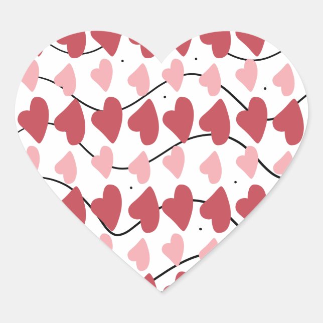 Valentines Hearts Doodles Dots Pattern      Heart Sticker (Front)