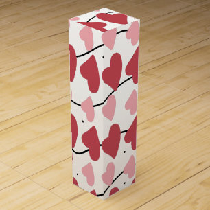 Valentines Hearts Doodles Dots Pattern     Wine Box