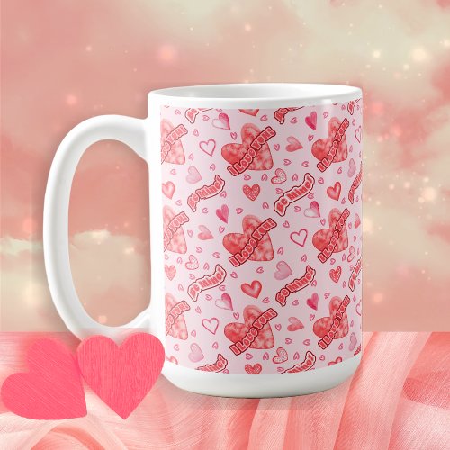 Valentines Hearts I Love You Be Mine Pattern Coffee Mug