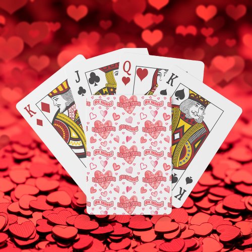 Valentines Hearts I Love You Be Mine Pattern Poker Cards