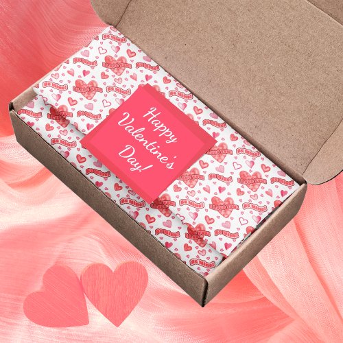 Valentines Hearts I Love You Be Mine Pattern Tissue Paper