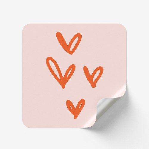 Valentines Hearts Love Inspired Pink Square Sticker