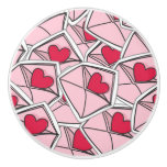 Valentine's Hearts on Envelopes Ceramic Knob