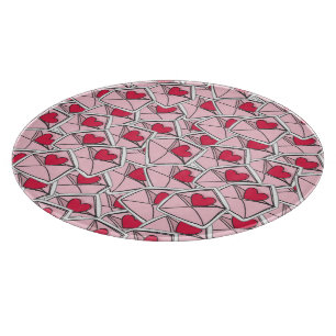 Valentine's Hearts on Envelopes Cutting Board