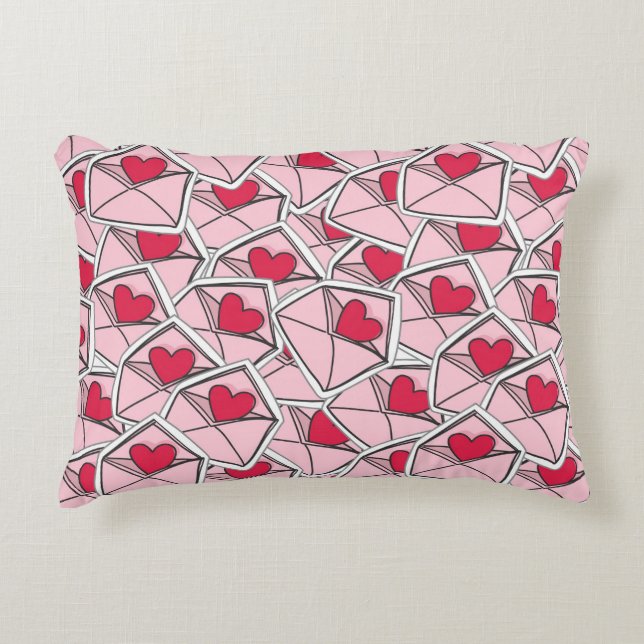 Valentine's Hearts on Envelopes Decorative Pillow (Front)