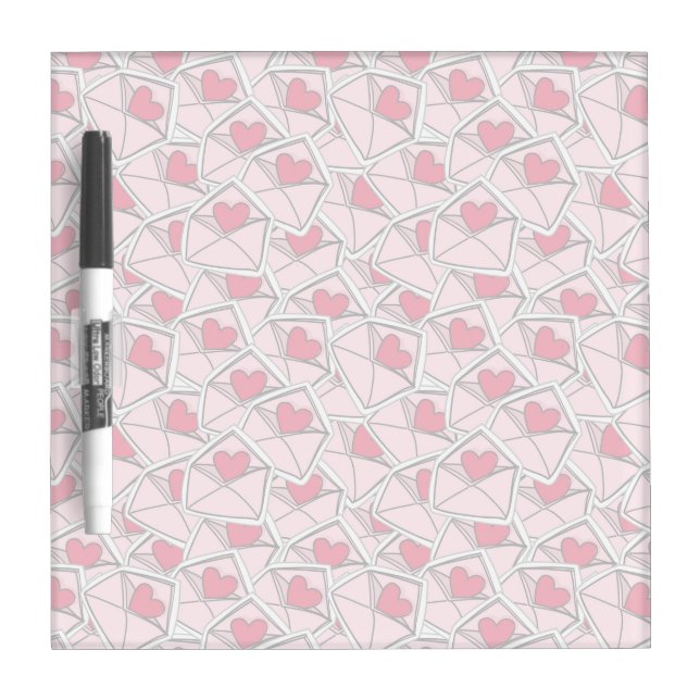 Valentine's Hearts on Envelopes Dry Erase Board (Front)