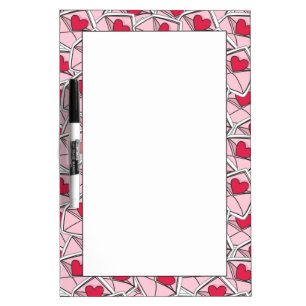 Valentine's Hearts on Envelopes Dry Erase Board