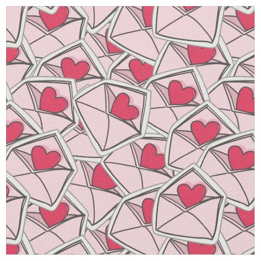 Valentine's Hearts on Envelopes Fabric