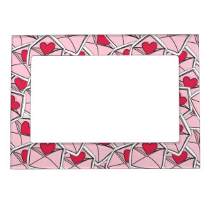 Valentine's Hearts on Envelopes Magnetic Frame